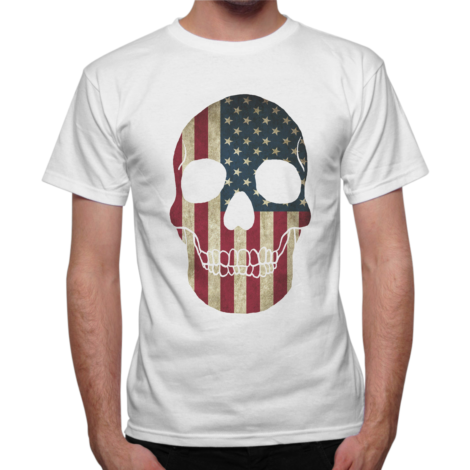 T-Shirt Uomo SKULL AMERICAN FLAG 1