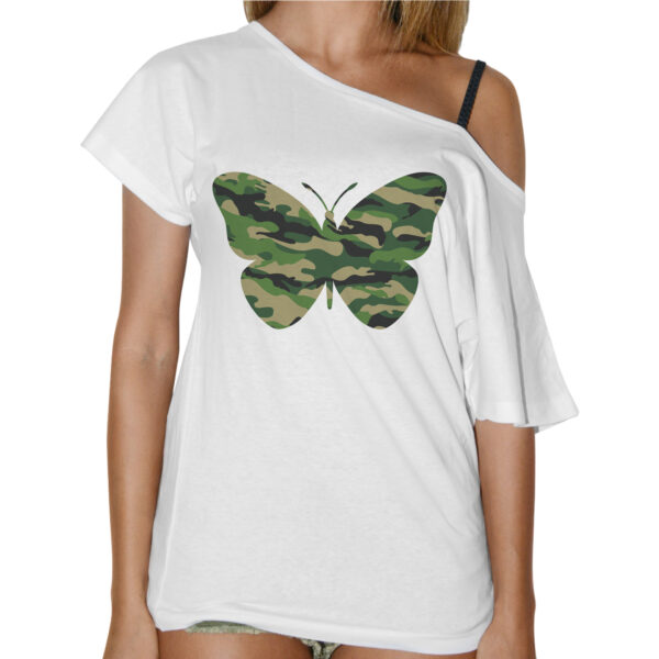 T-Shirt Donna Collo Barca FARFALLA MILITARE 1 T-Shirt Donna Collo Barca FARFALLA MILITARE