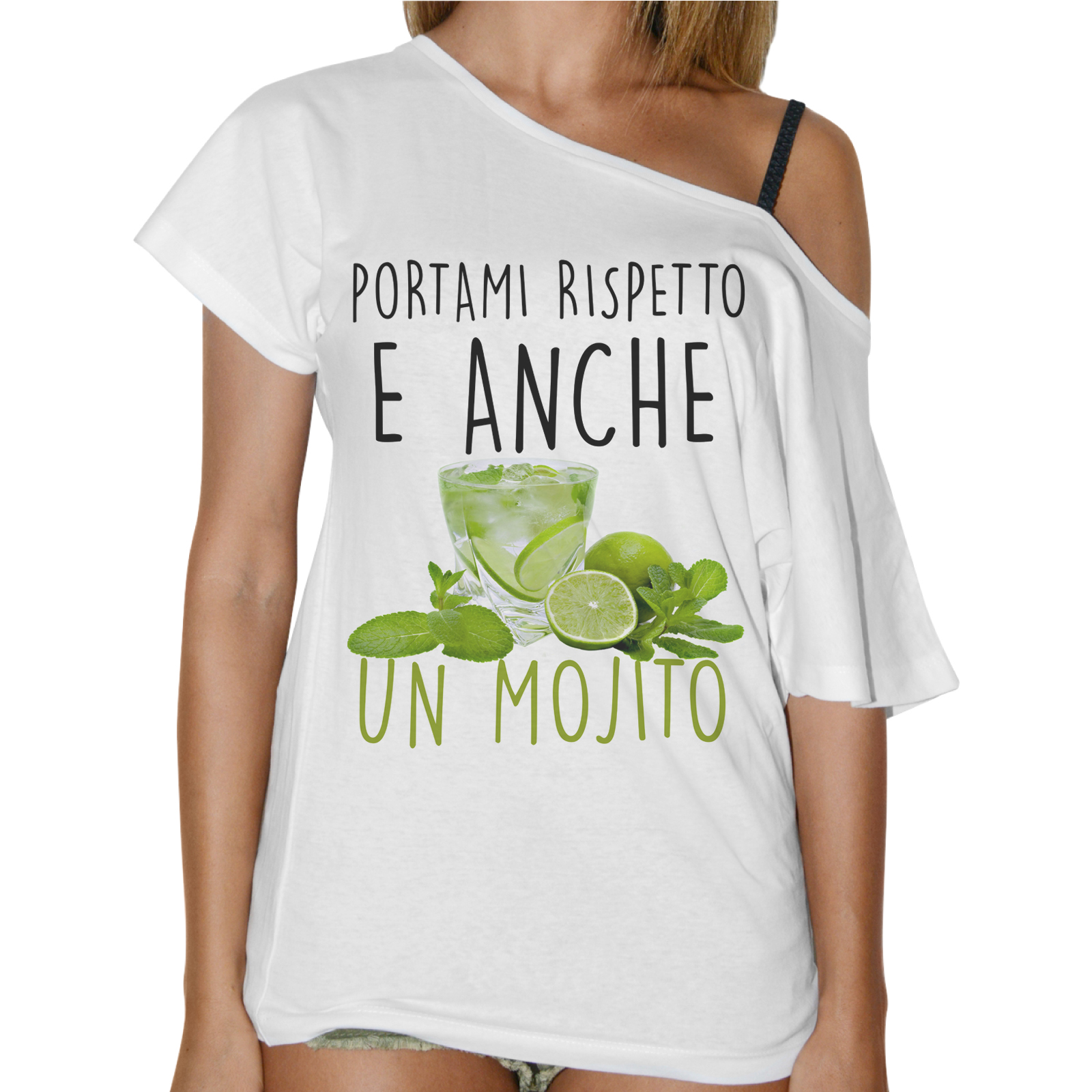 T-Shirt Donna Collo Barca RISPETTO E MOJITO