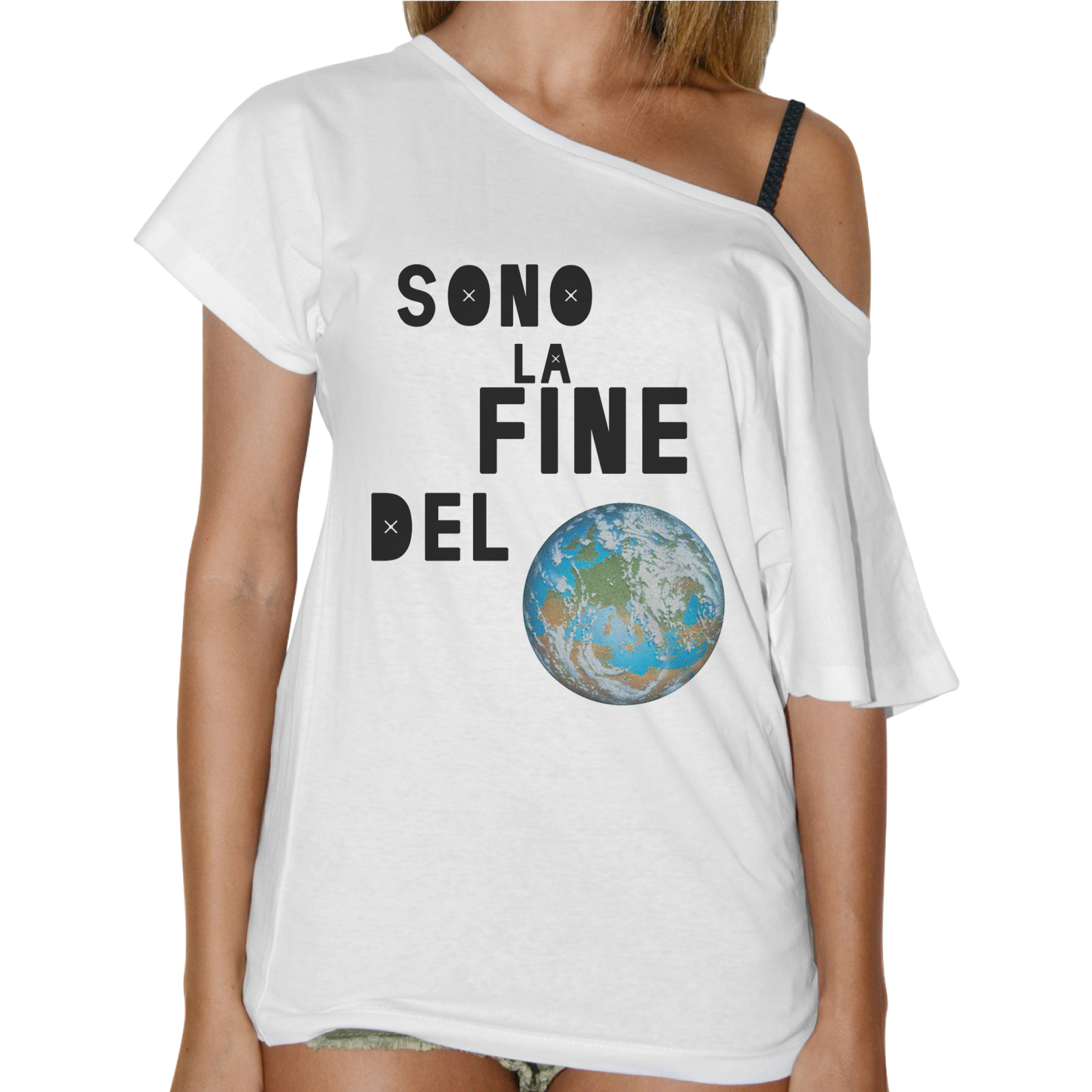 T-Shirt Donna Collo Barca SONO LA FINE DEL MONDO