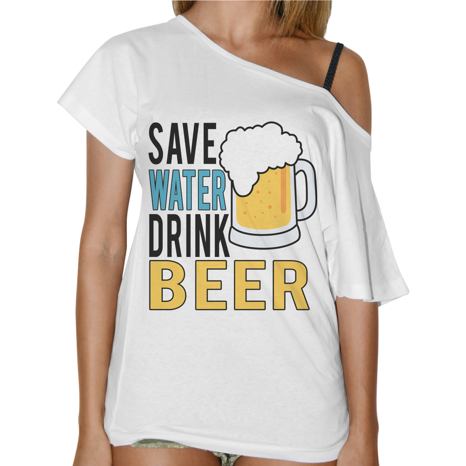 T-Shirt Donna Collo Barca SAVE WATER DRINK BEER