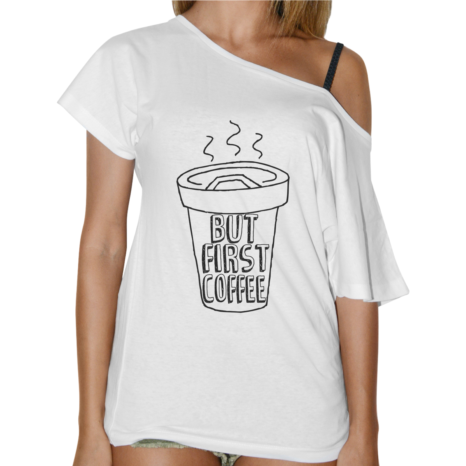 T-Shirt Donna Collo Barca BUT FIRST COFFEE