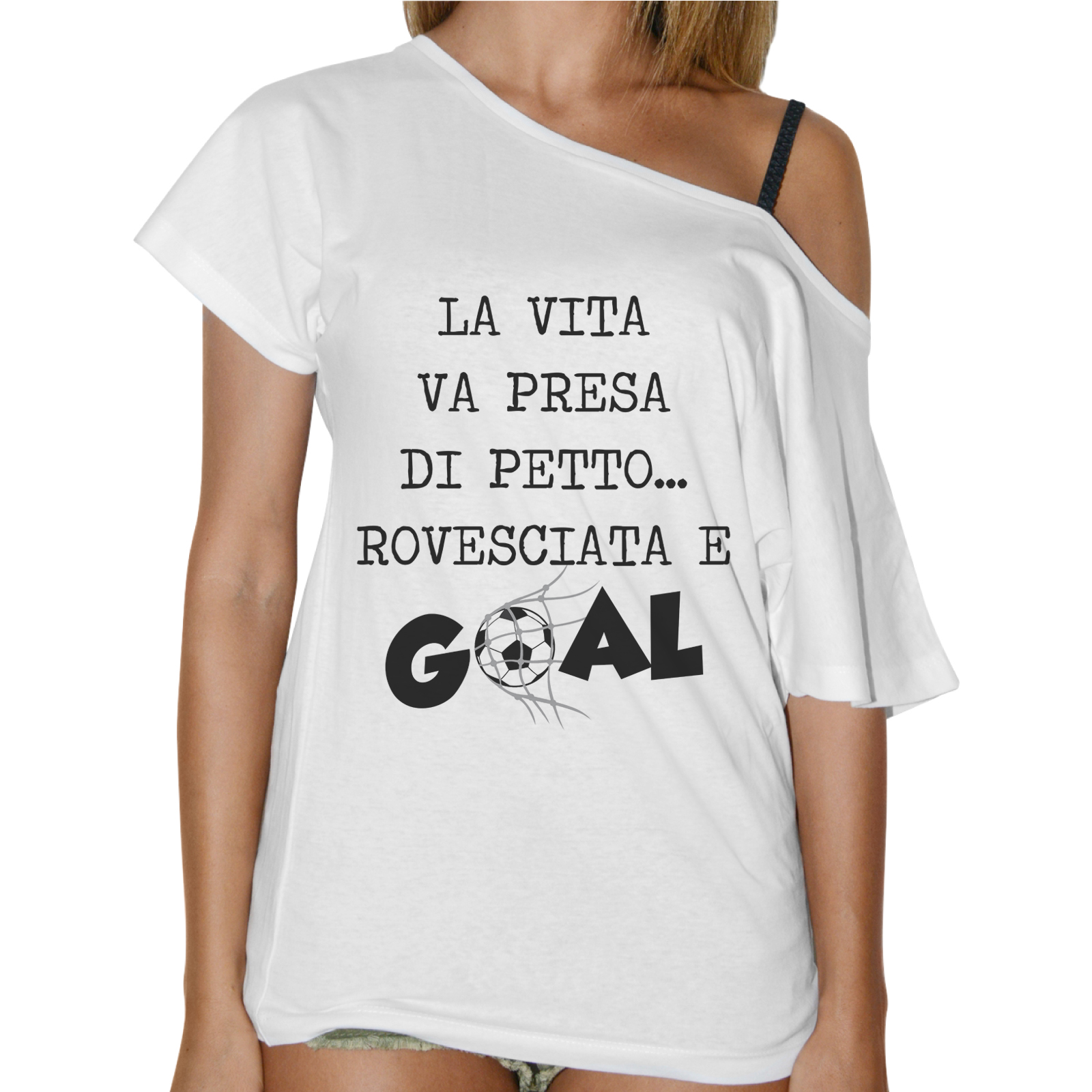 T-Shirt Donna Collo Barca PETTO ROVESCIATA GOAL
