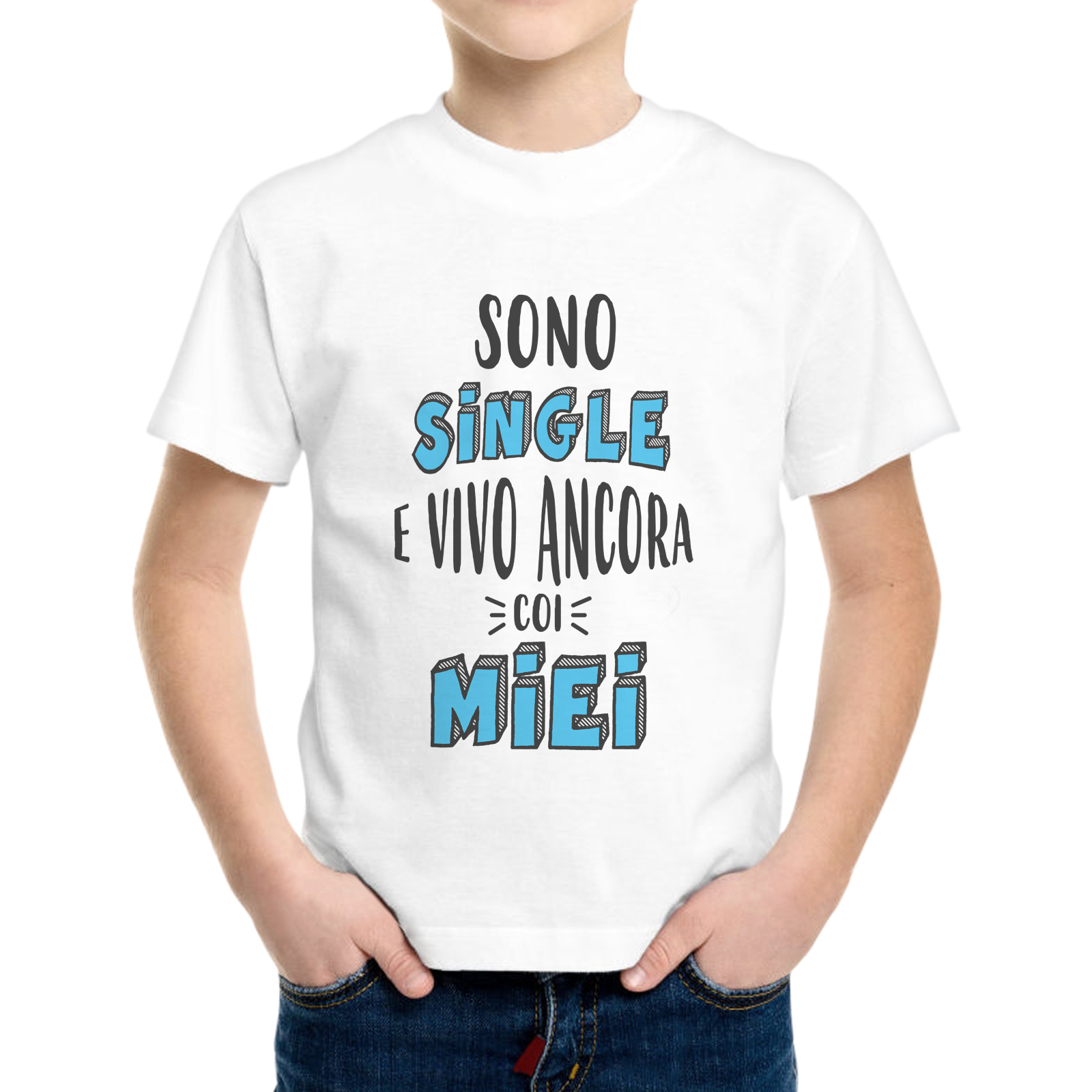 T-Shirt Bambino SINGLE E VIVO CON I MIEI 1