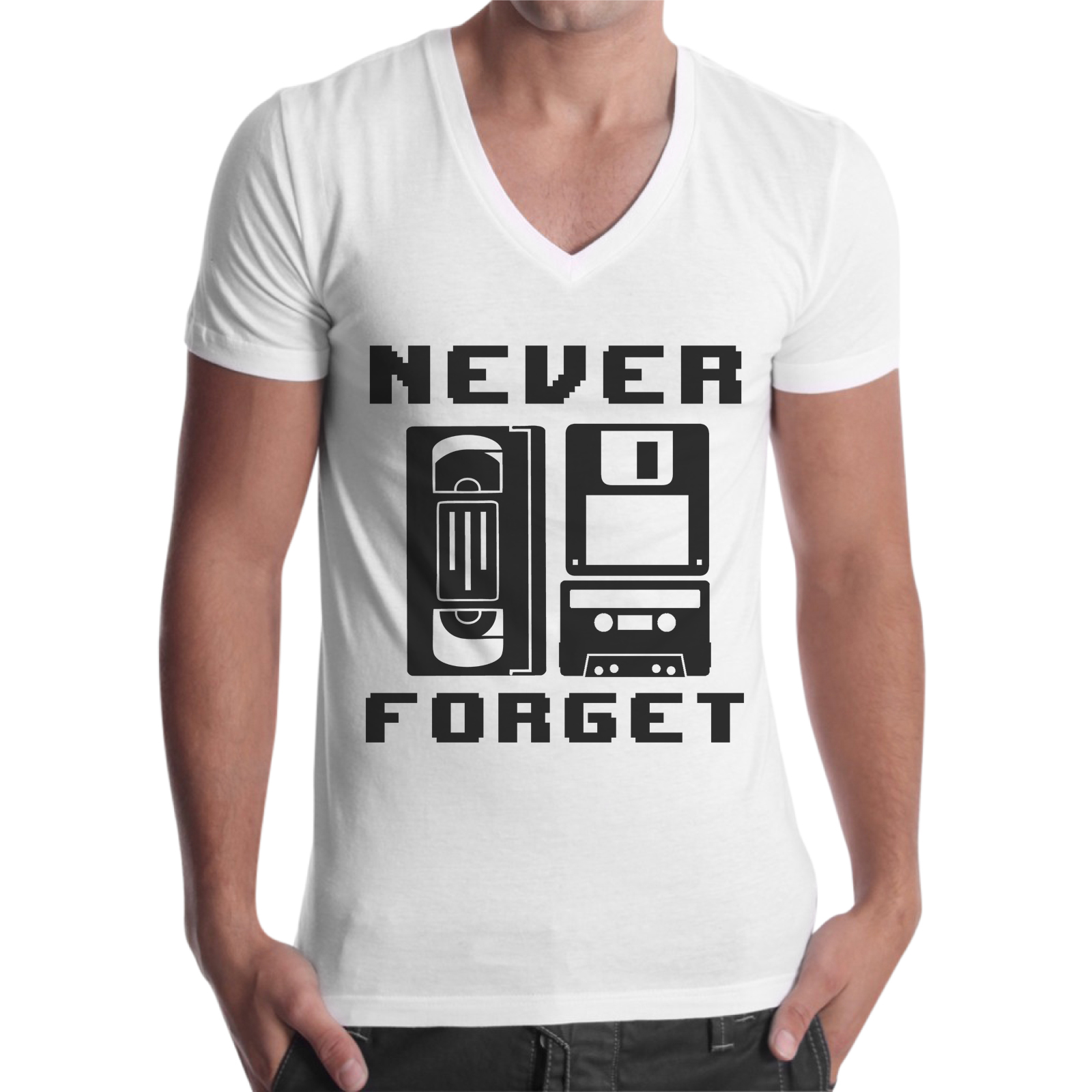 T-Shirt Uomo Scollo V NEVER FORGET