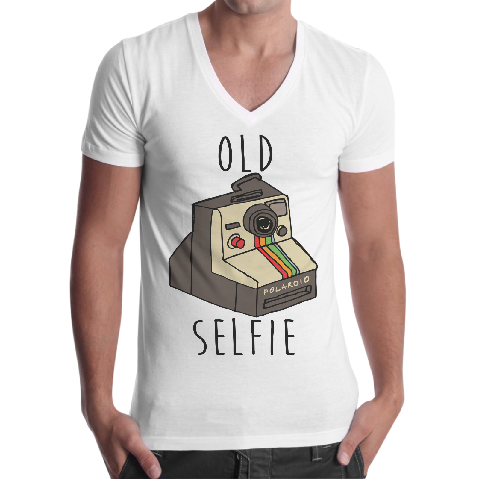 T-Shirt Uomo Scollo V OLD SELFIE