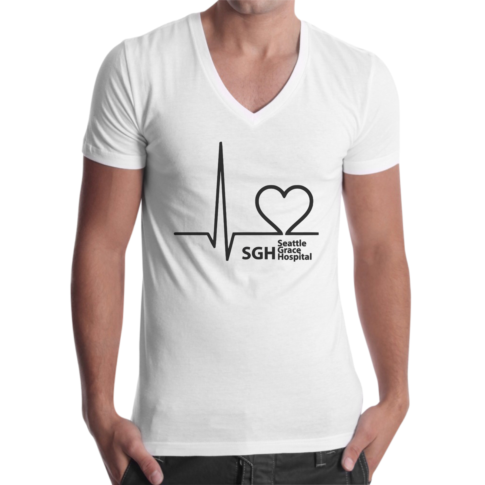 T-Shirt Uomo Scollo V GREY'S HOSPITAL