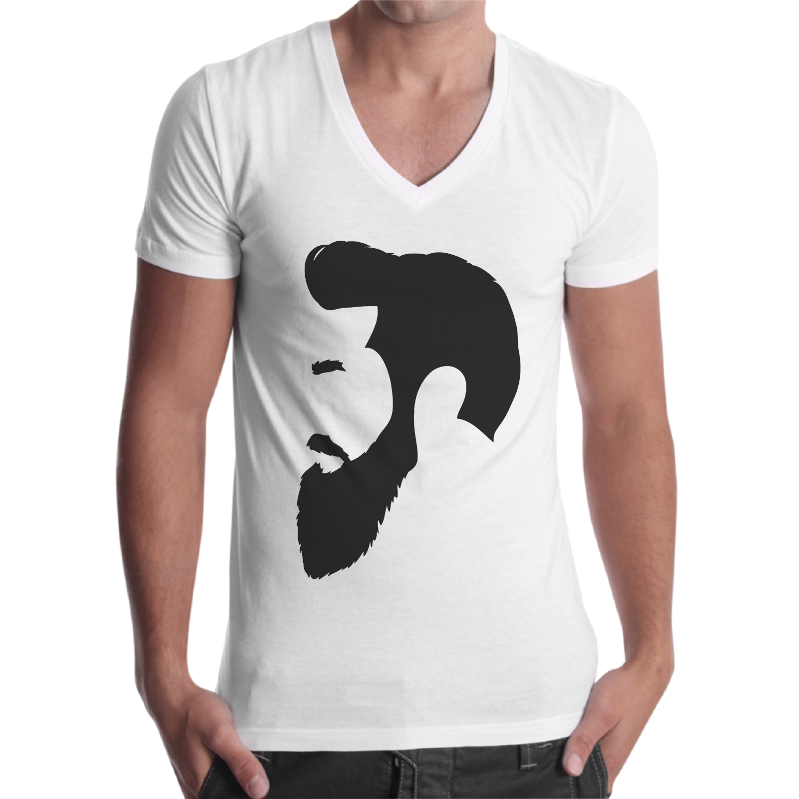 T-Shirt Uomo Scollo V PROFILO BARBA