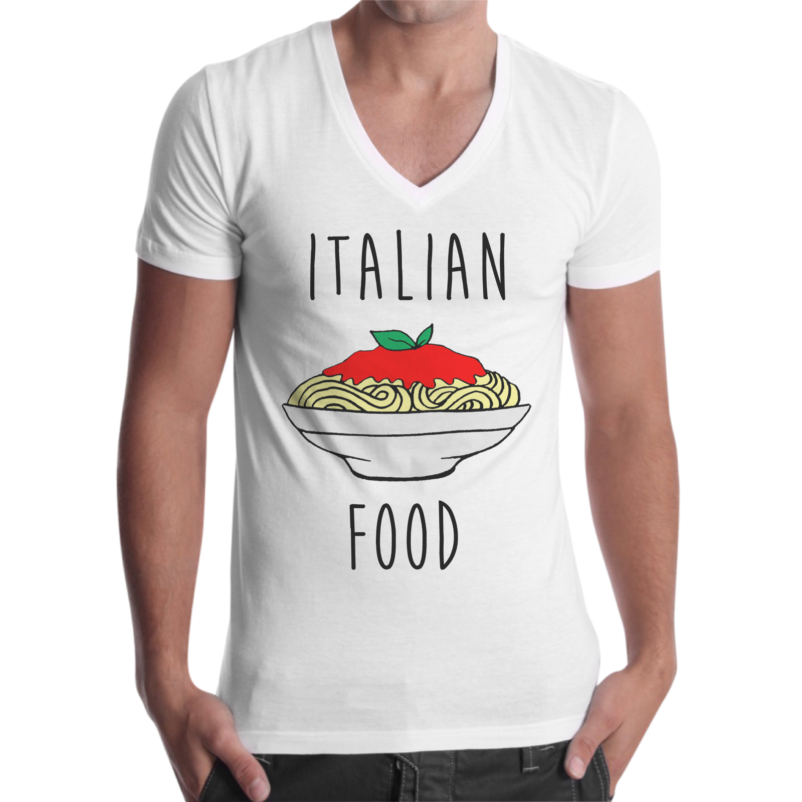 T-Shirt Uomo Scollo V ITALIAN FOOD