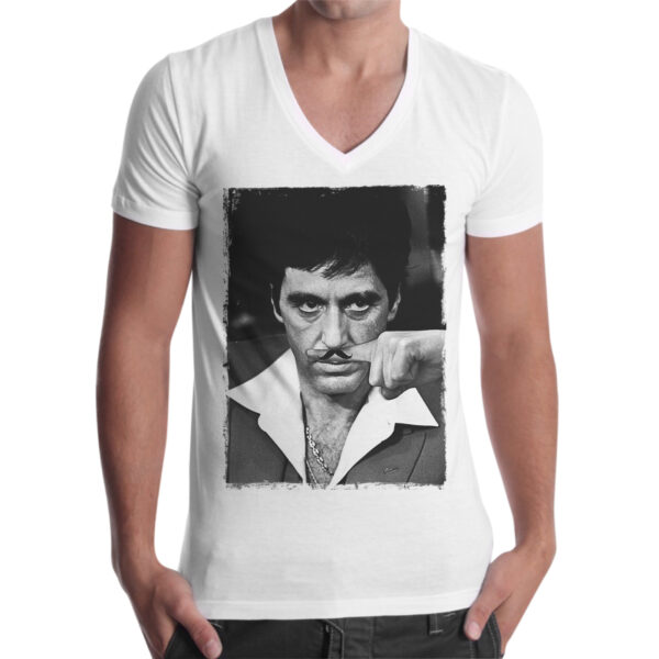 T-Shirt Uomo Scollo V AL PACINO MUSTACHE 1 T-Shirt Uomo Scollo V AL PACINO MUSTACHE