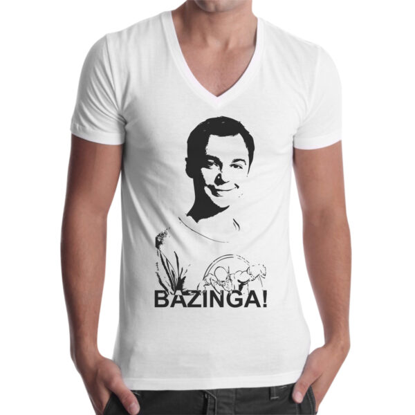 T-Shirt Uomo Scollo V BAZINGA SHELDON