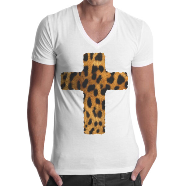 T-Shirt Uomo Scollo V CROCE LEOPARDATA 1 T-Shirt Uomo Scollo V CROCE LEOPARDATA