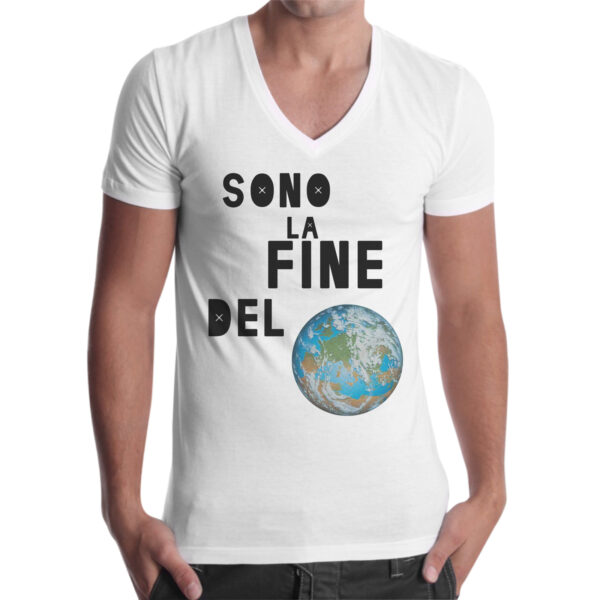 T-Shirt Uomo Scollo V SONO LA FINE DEL MONDO 1 T-Shirt Uomo Scollo V SONO LA FINE DEL MONDO