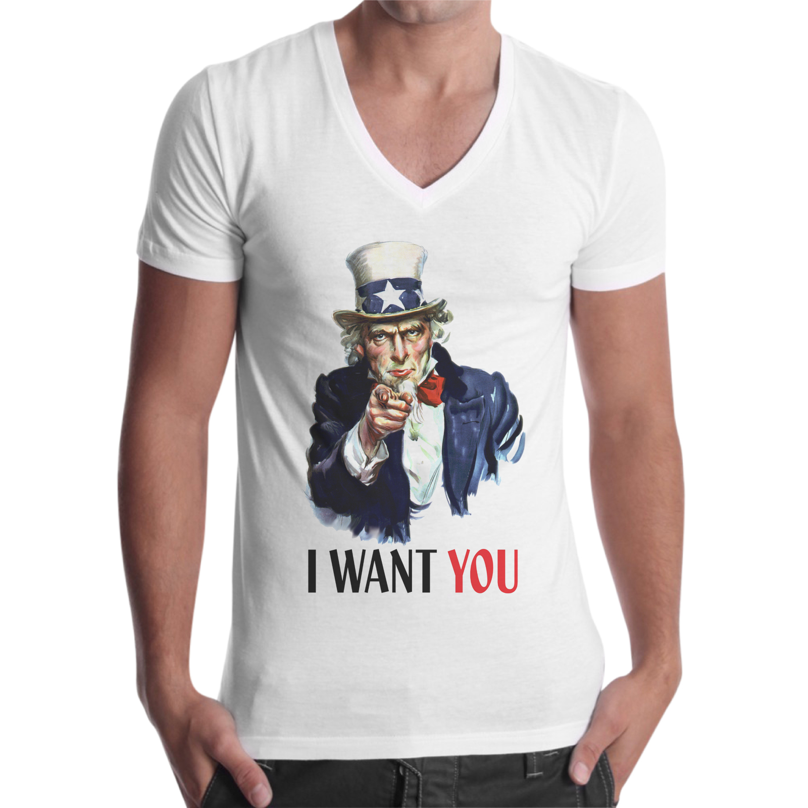 T-Shirt Uomo Scollo V I WANT YOU