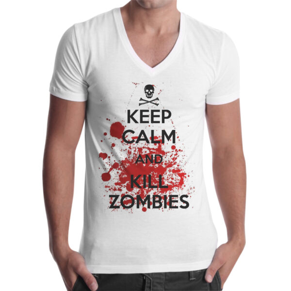 T-Shirt Uomo Scollo V KEEP ZOMBIE