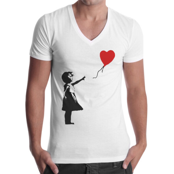 T-Shirt Uomo Scollo V PALLONCINO CUORE