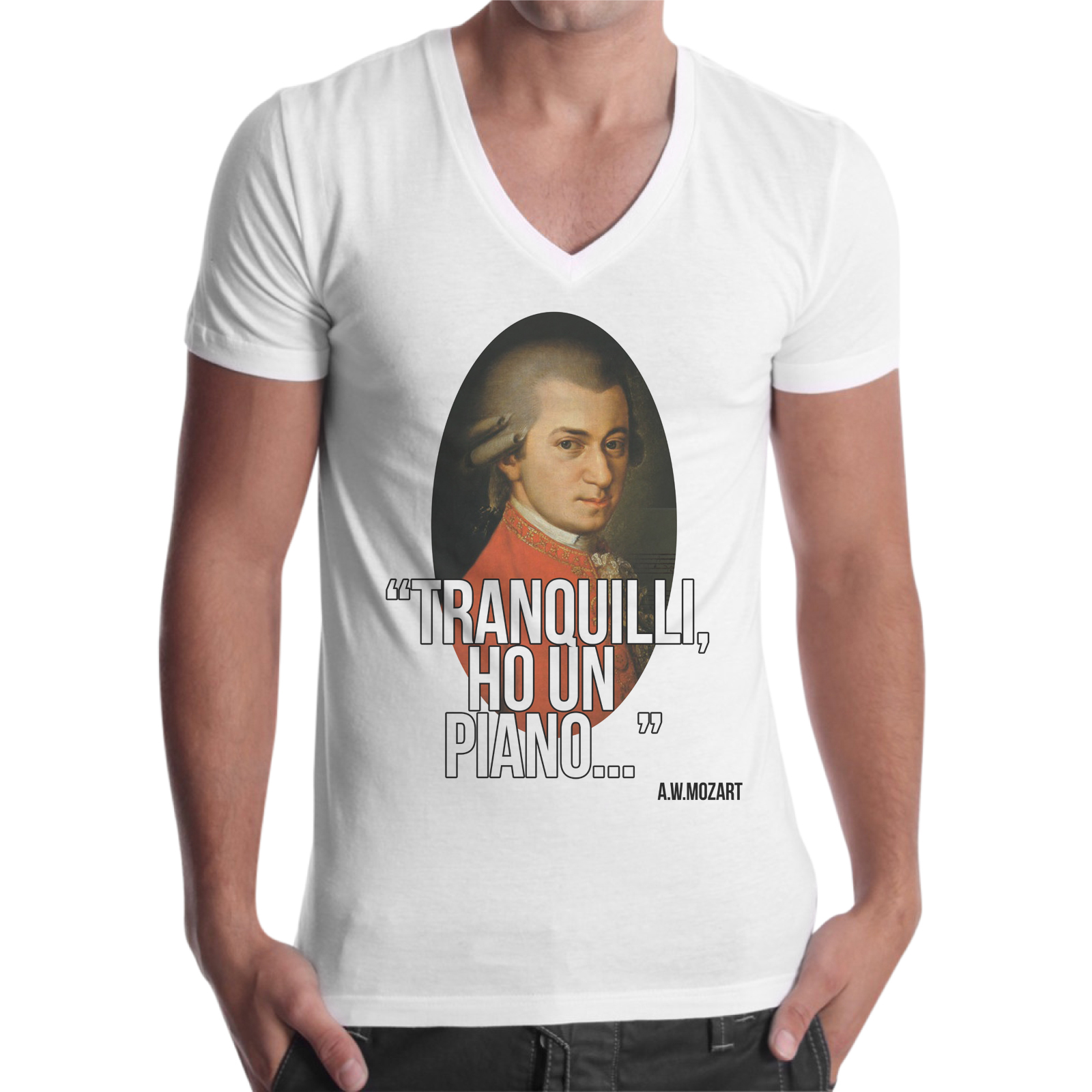 T-Shirt Uomo Scollo V HO UN PIANO