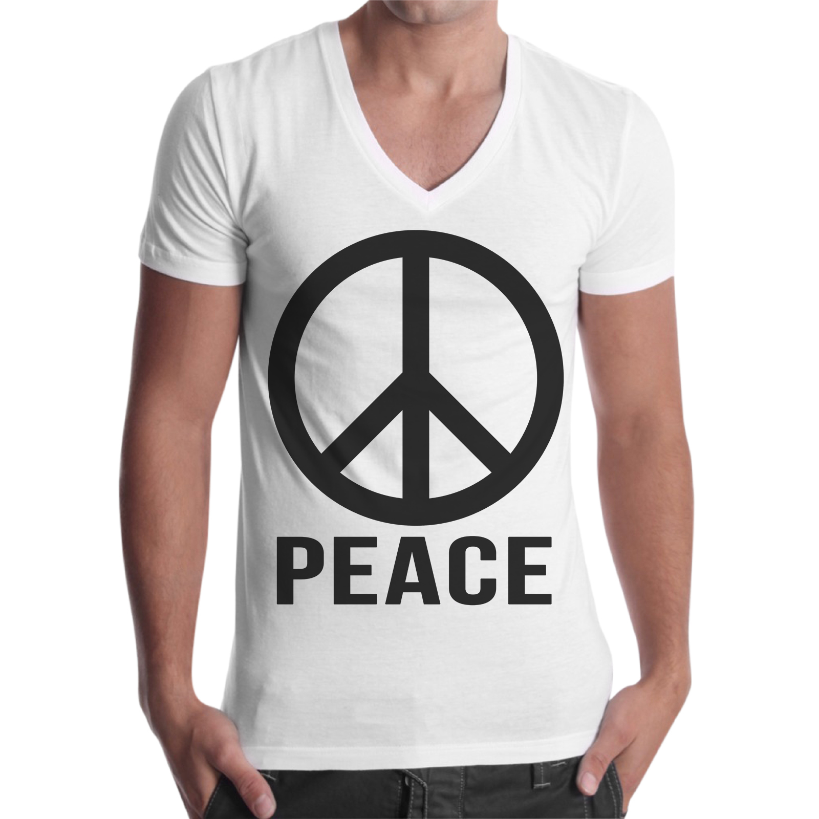 T-Shirt Uomo Scollo V PEACE