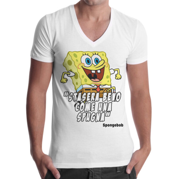 T-Shirt Uomo Scollo V BEVO COME UNA SPUGNA 1 T-Shirt Uomo Scollo V BEVO COME UNA SPUGNA