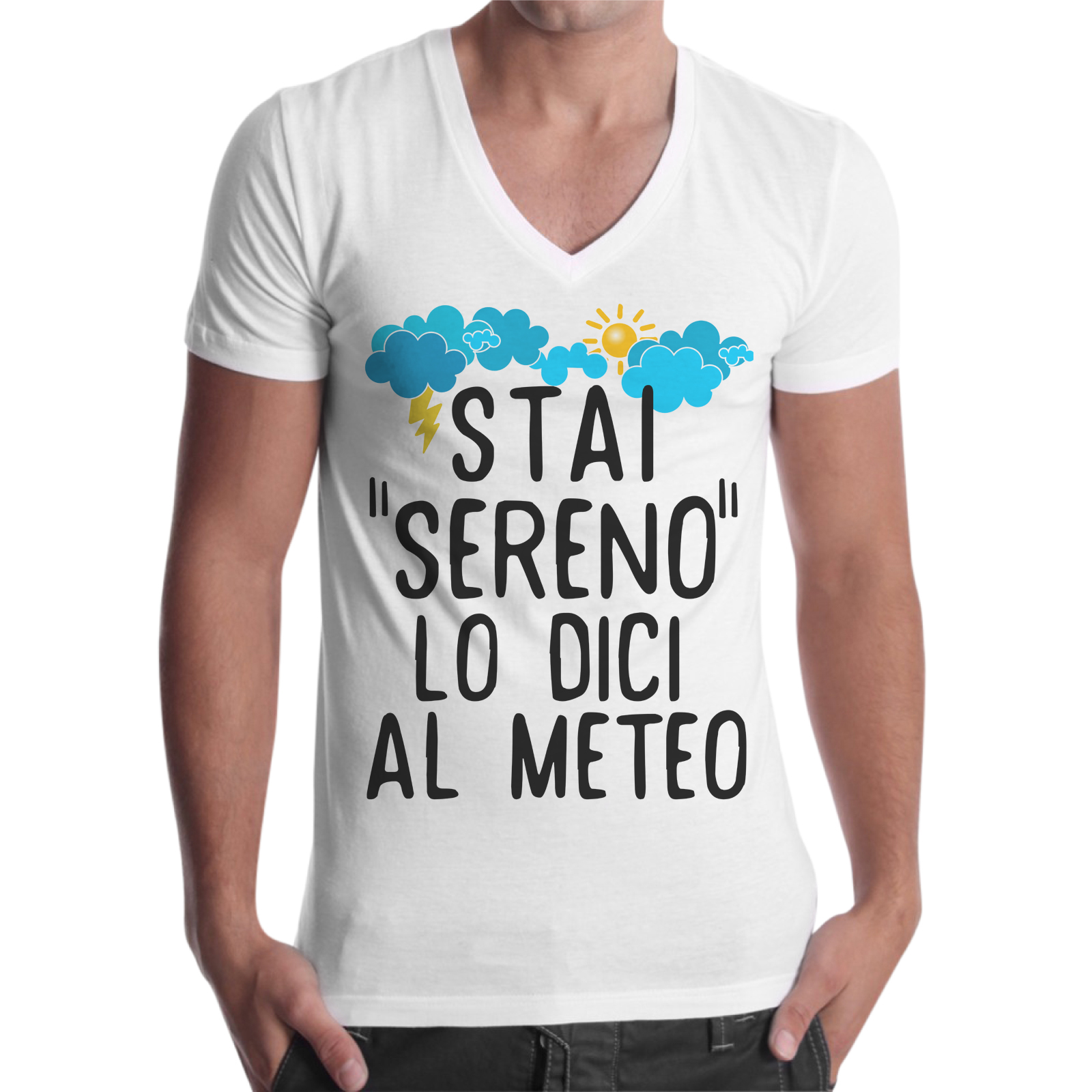 T-Shirt Uomo Scollo V STAI SERENO