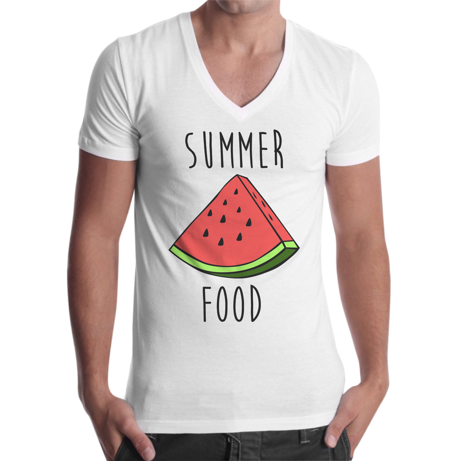 T-Shirt Uomo Scollo V SUMMER FOOD 1
