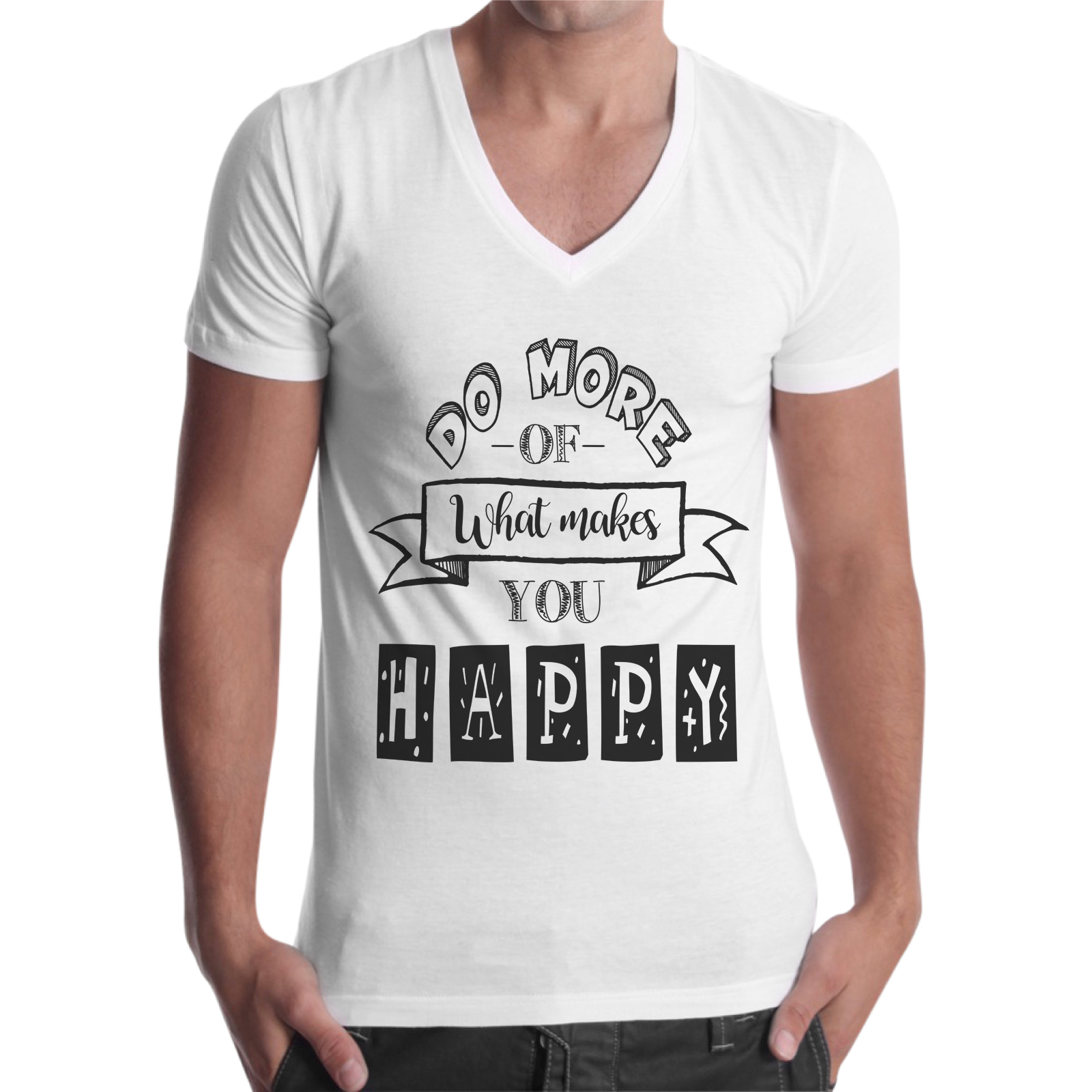 T-Shirt Uomo Scollo V MAKES YOU HAPPY