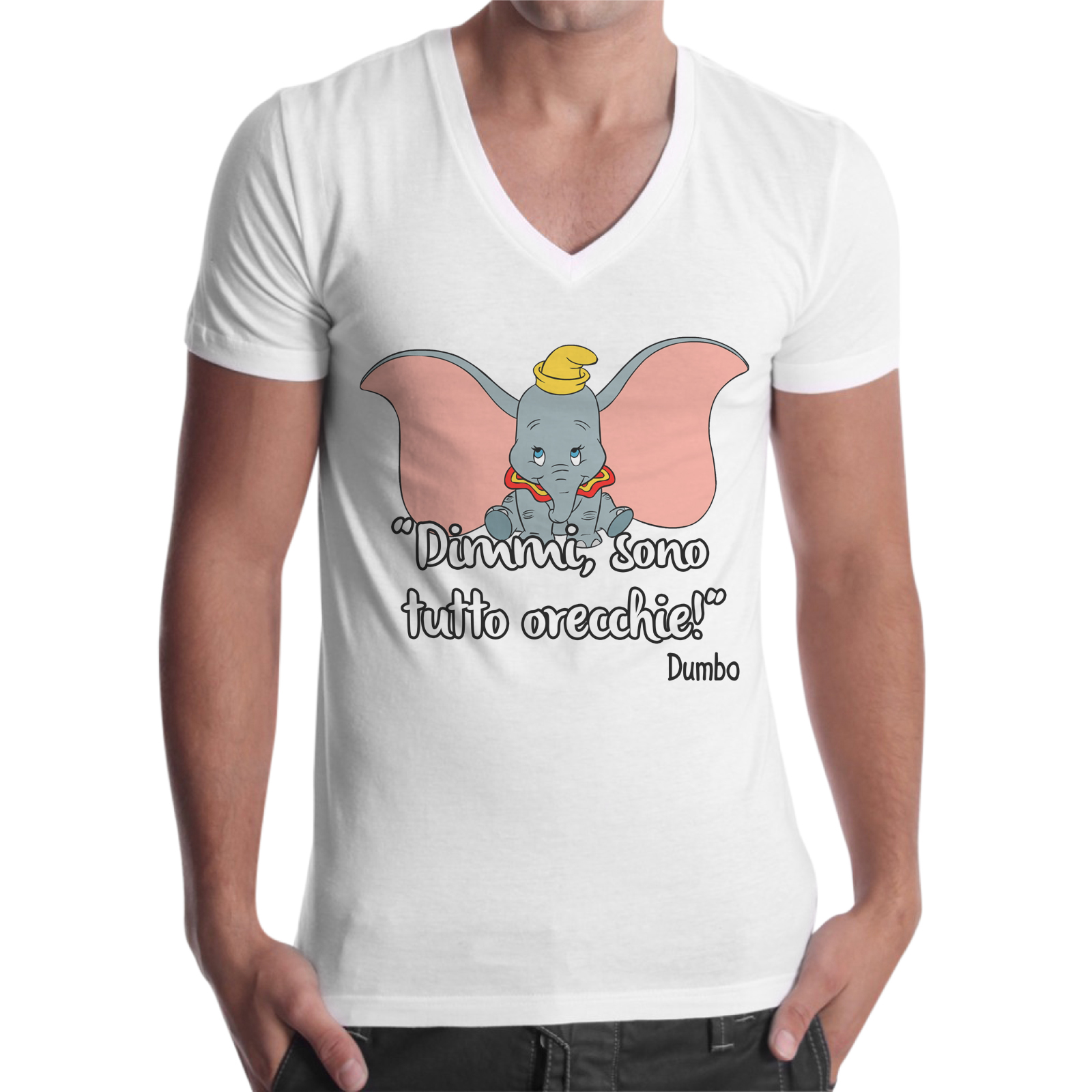 T-Shirt Uomo Scollo V SONO TUTTO ORECCHIE