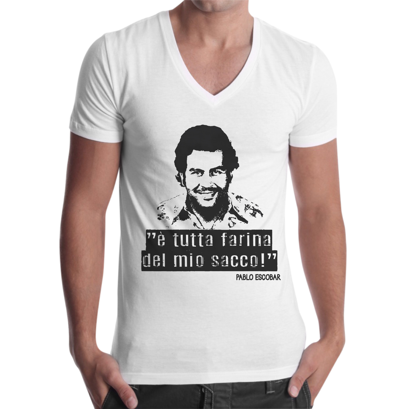 T-Shirt Uomo Scollo V TUTTA FARINA DEL MIO SACCO