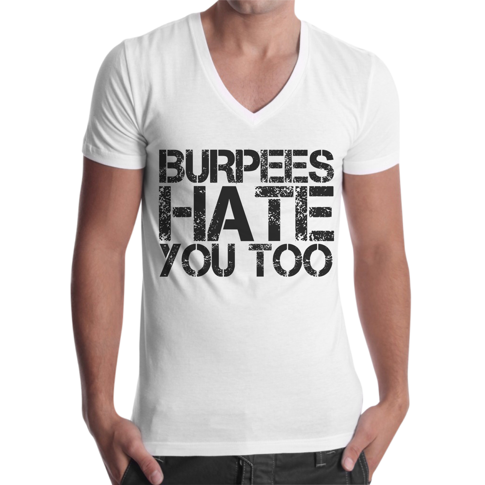 T-Shirt Uomo Scollo V BURPEES HATE YOU