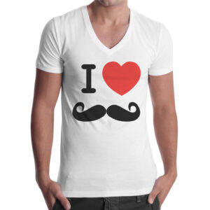 T-Shirt Uomo Scollo V LOVE MUSTACHE